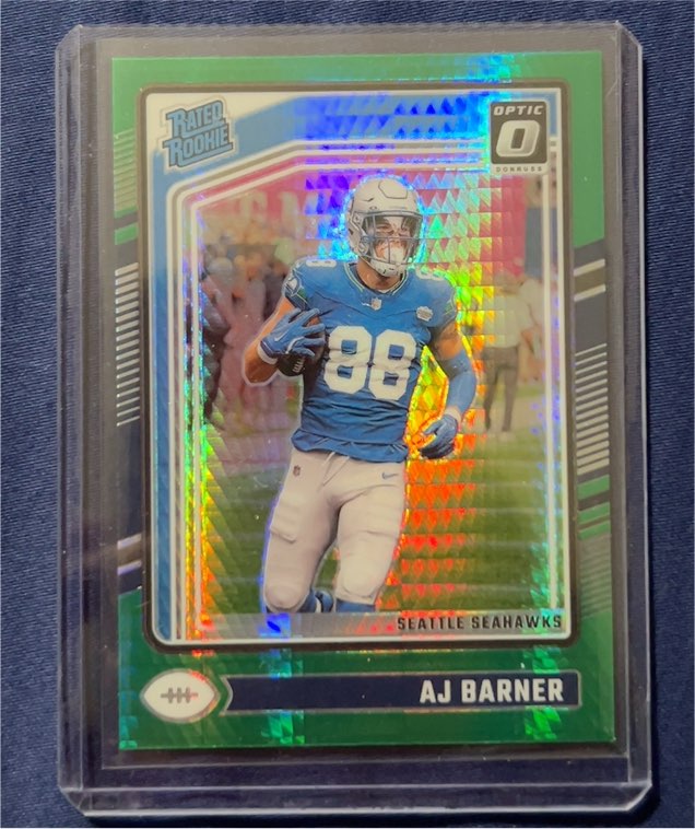 2024 Panini Donruss Optic #204 AJ Barner Rated Rookie Green Hyper Prizm — front
