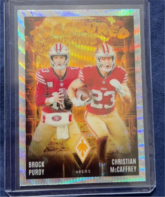2024 Panini Phoenix Treasured Tandems #TT-SF Brock Purdy / Christian McCaffrey — front