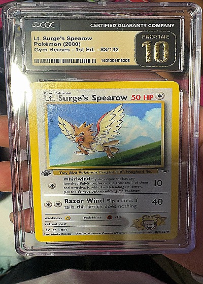 2000 Pokémon Gym Heroes #83 Lt. Surge's Spearow — front