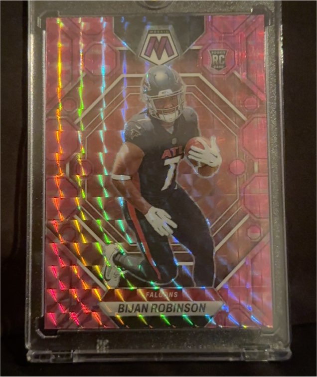 2023 Panini Mosaic #284 Bijan Robinson True Rookie Red Mosaic Prizm Falcons — front