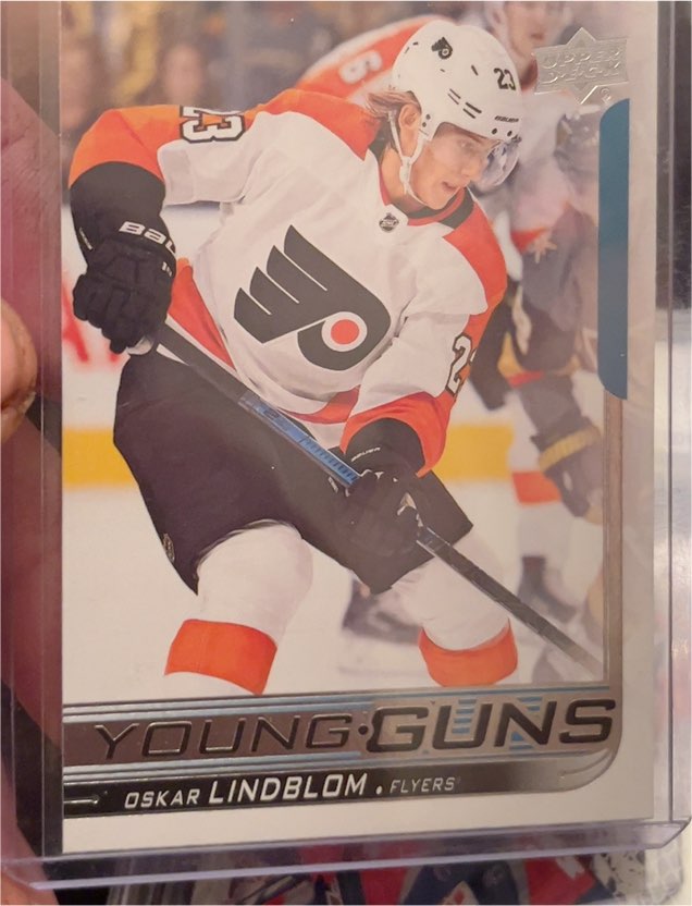 2018-19 Upper Deck #218 Oskar Lindblom Young Guns — front