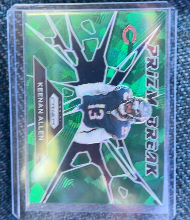 2024 Panini Prizm #8 Keenan Allen Prizm Break Green Prizm — front