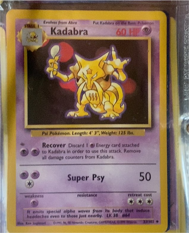 1999 Pokémon Base Set #32 Kadabra — front