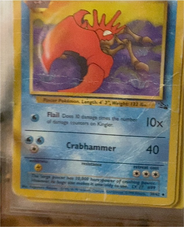 1999 Pokémon Fossil #38 Kingler — front
