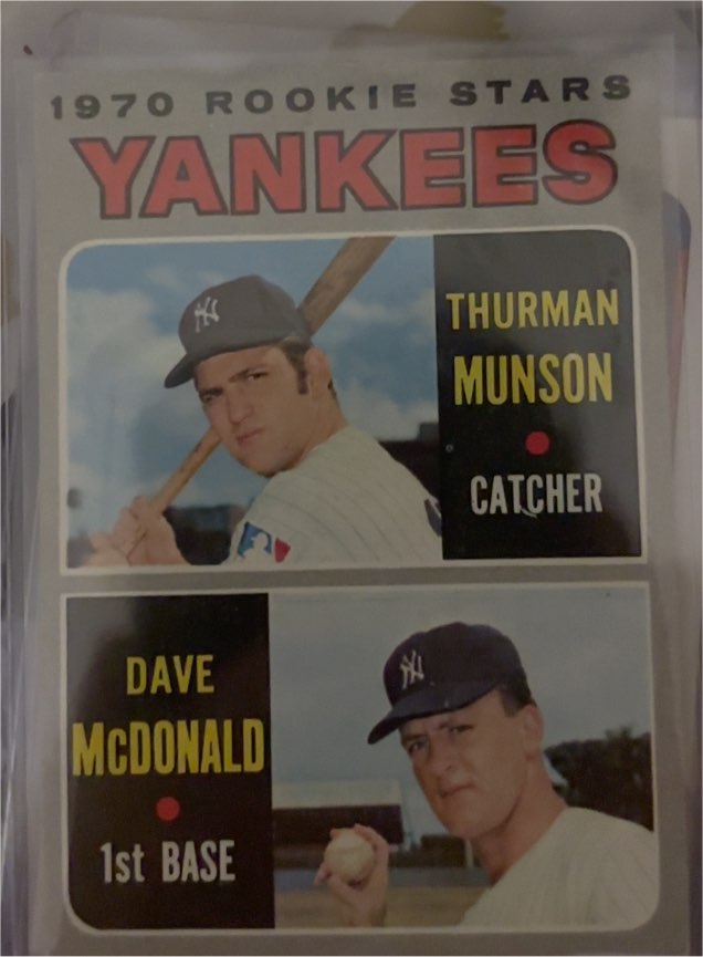 1970 Topps #189 Thurman Munson/Dave McDonald Yankee Rookies — front