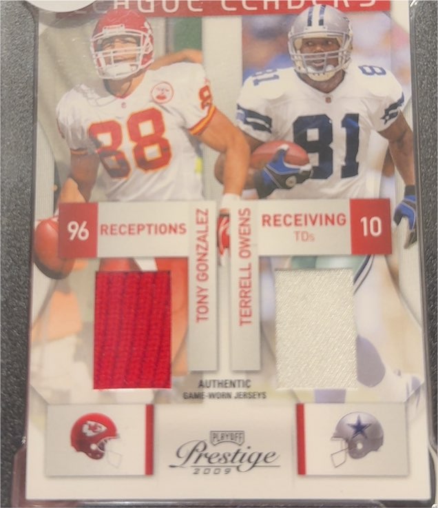 2009 Playoff Prestige League Leaders #15 Tony Gonzalez/Terrell Owens — front
