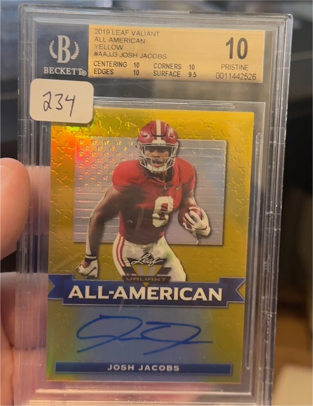 2019 Leaf Valiant All-American Yellow #AA-JJ3 Josh Jacobs — front