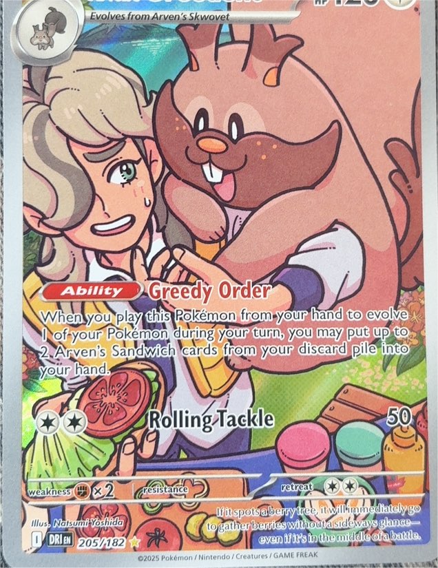 2025 Pokémon Destined Rivals #205 Arven's Greedent — front