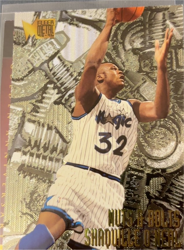 1995-96 Fleer Metal #215 Shaquille O'Neal Nuts & Bolts — front