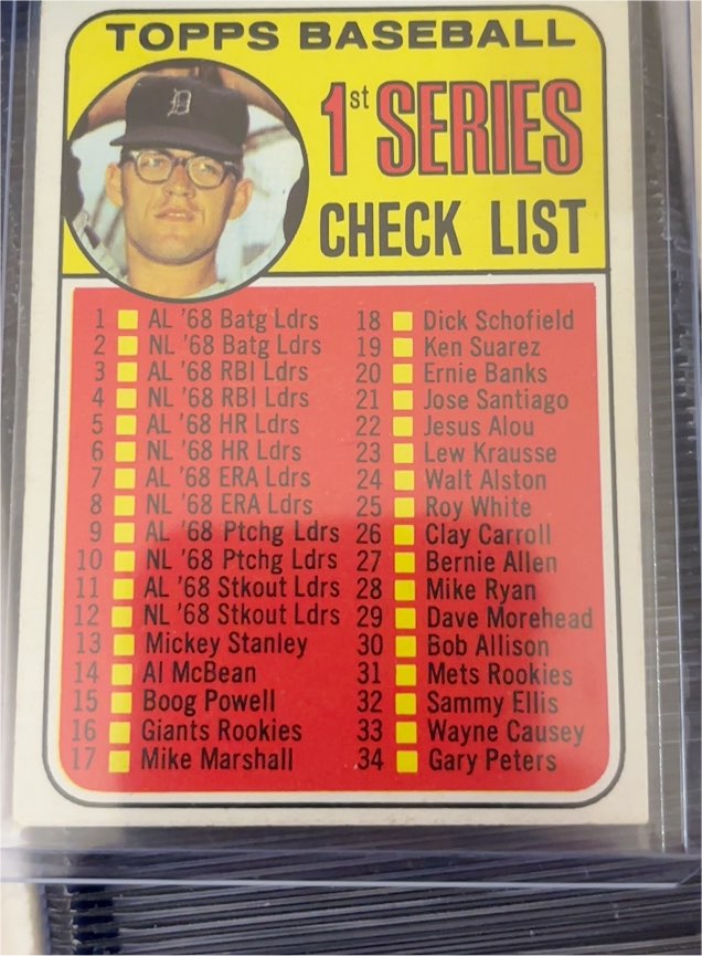 1969 Topps #57 1st Series Check List — front