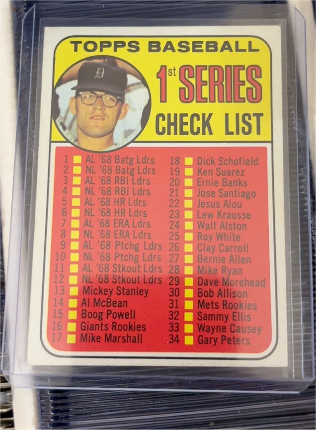 1969 Topps Baseball #57 1st Series Checklist — front