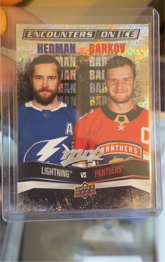2022-23 Upper Deck MVP Encounters on Ice #EI-10 Victor Hedman/Aleksander Barkov — front