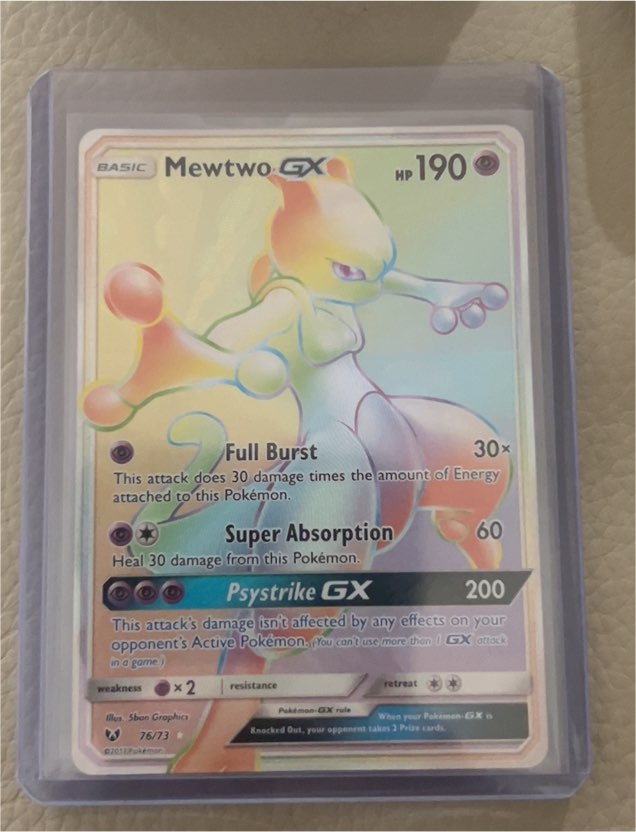 2017 Pokémon Shining Legends #76 Mewtwo GX Secret Rare Rainbow Rare — front