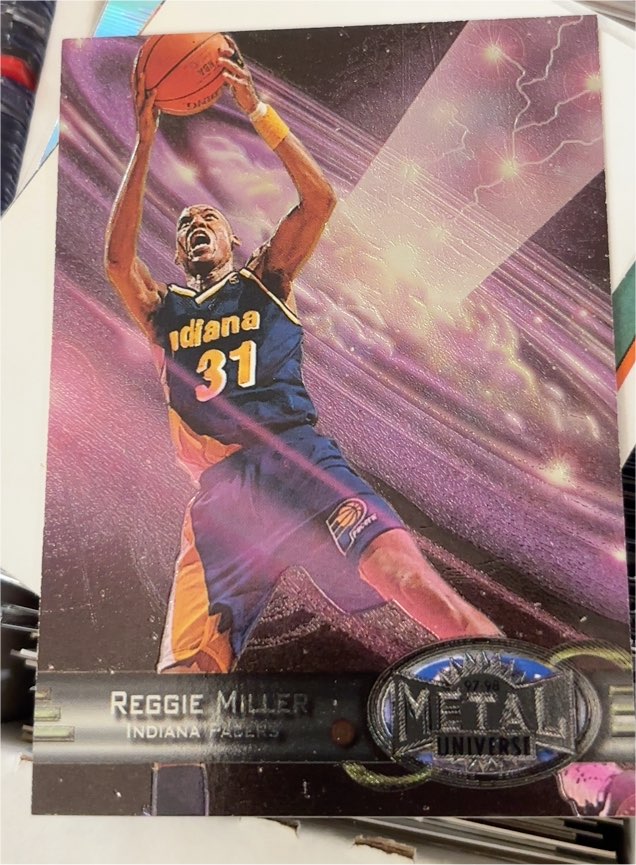 1997-98 Metal Universe #98 Reggie Miller — front