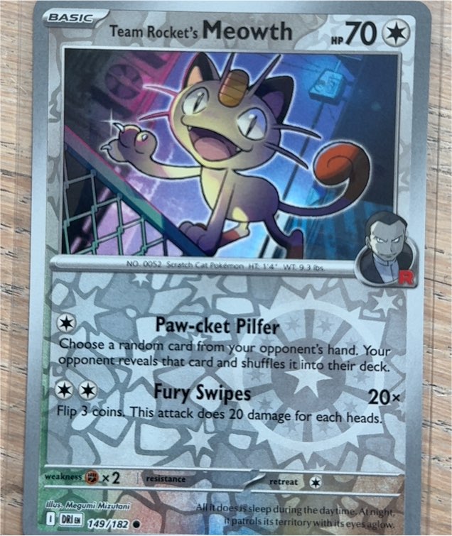 2025 Pokémon SV10 Destined Rivals #149 Team Rocket's Meowth — front