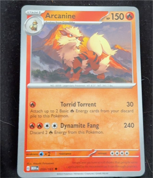 2023 Pokémon Scarlet & Violet 151 #059 Arcanine — front