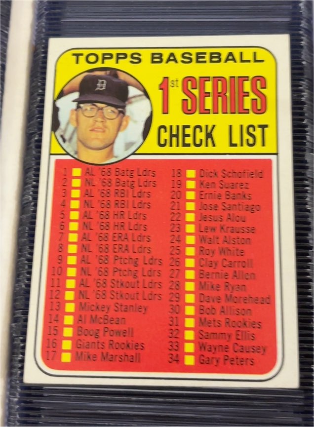 1969 Topps #57b 1st Series Check List: 1-109 Denny McLain — front