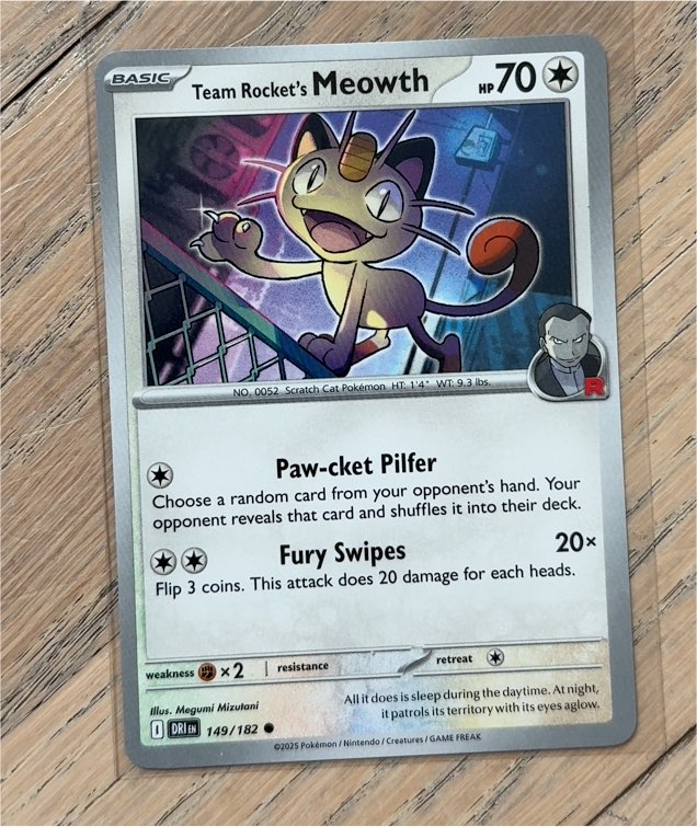 2025 Pokémon Destined Rivals #149 Team Rocket's Meowth — front