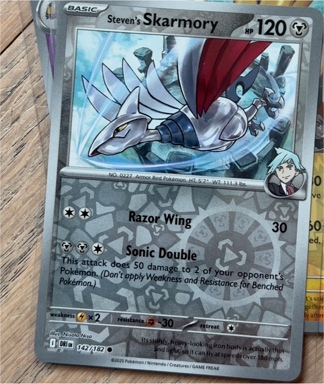 2025 Pokémon Destined Rivals #142 Steven's Skarmory — front
