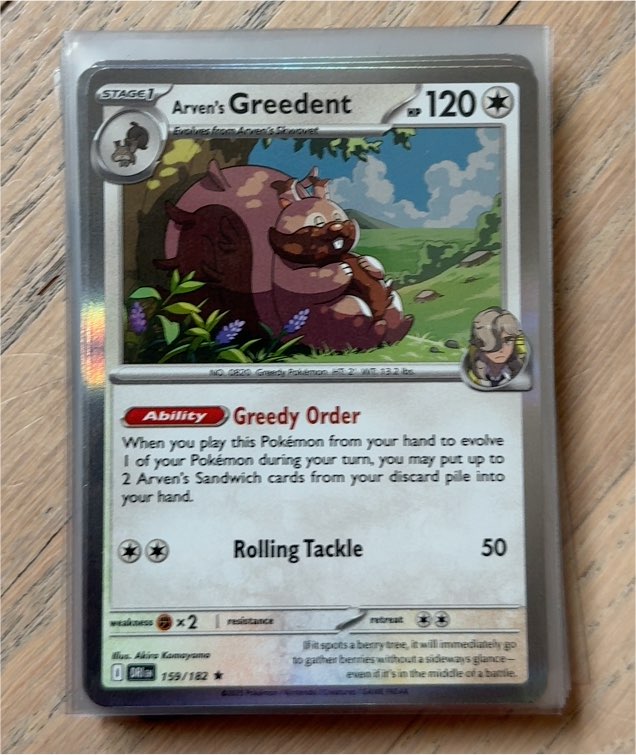 2023 Pokémon SV10 Destined Rivals #159 Arven's Greedent — front