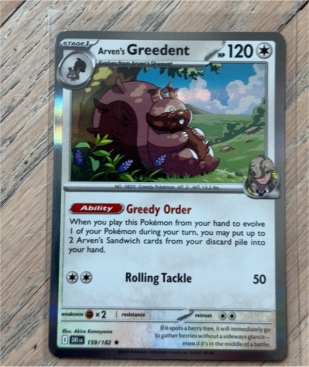 2023 Pokémon #159 Arven's Greedent — front