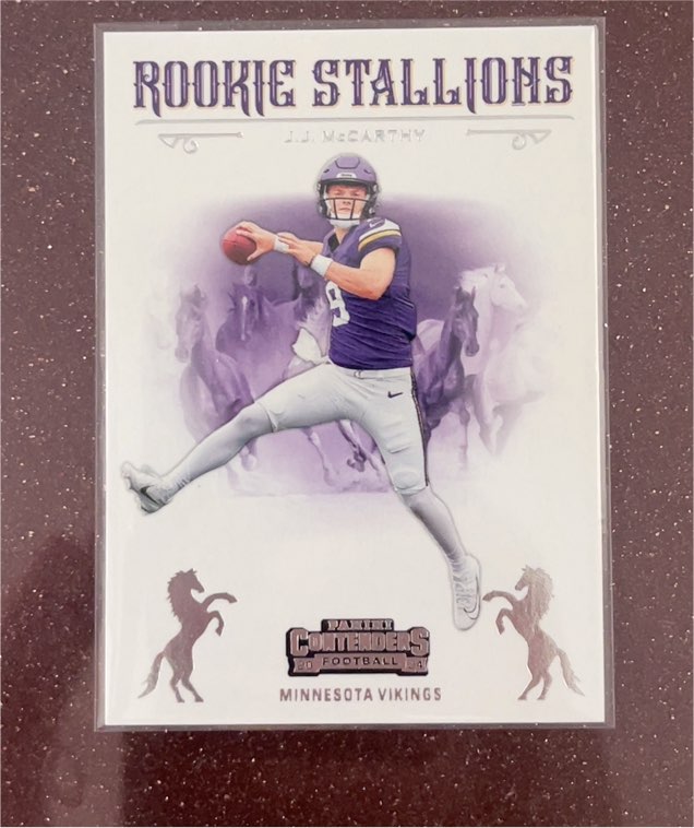 2024 Panini Contenders #9 J.J. McCarthy Rookie Stallions — front