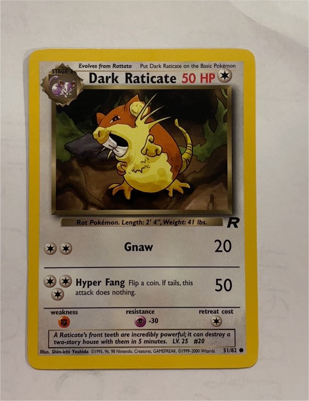 2000 Pokémon Team Rocket #51 Dark Raticate — front