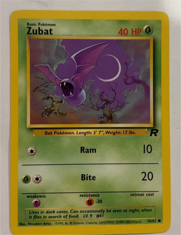 2000 Team Rocket #70 Zubat — front