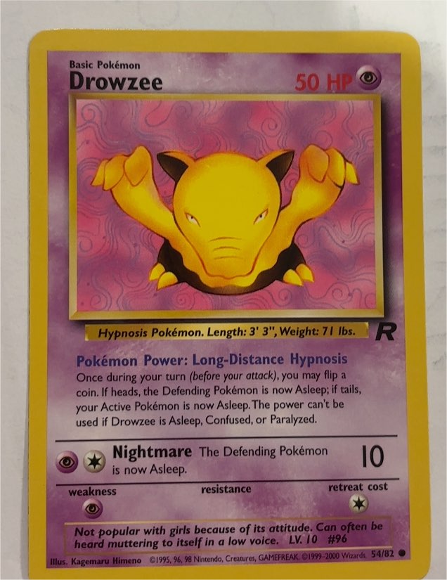 2000 Team Rocket #54 Drowzee — front