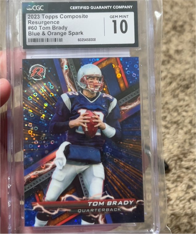 2023 Topps Composite Resurgence #60 Tom Brady Blue & Orange Spark — front