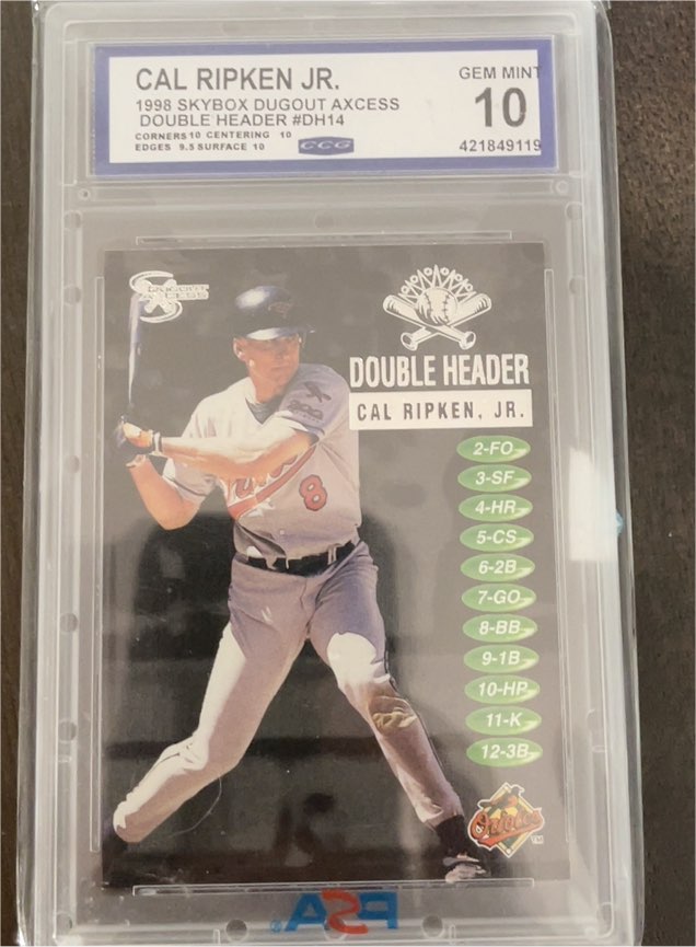 1998 Skybox Dugout Axcess Double Header #DH14 Cal Ripken Jr. — front