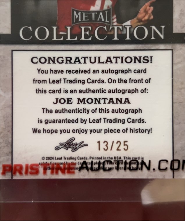 2024 Leaf Metal Collection Joe Montana Autograph — front