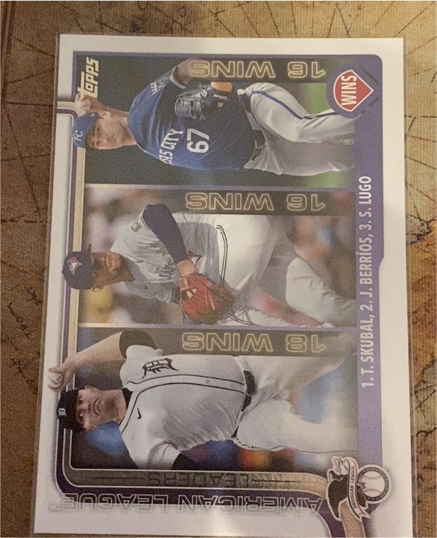 2025 Topps #151 American League Leaders WINS (Skubal/Berrios/Lugo) — front