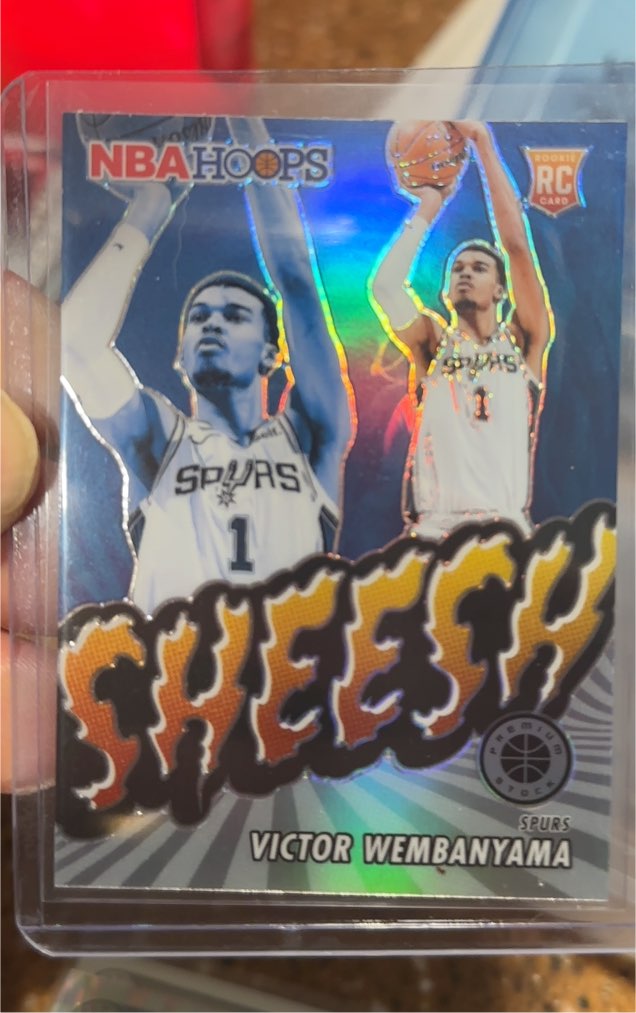 2023-24 Panini NBA Hoops Premium Stock #12 Victor Wembanyama SHEESH Rookie RC — front