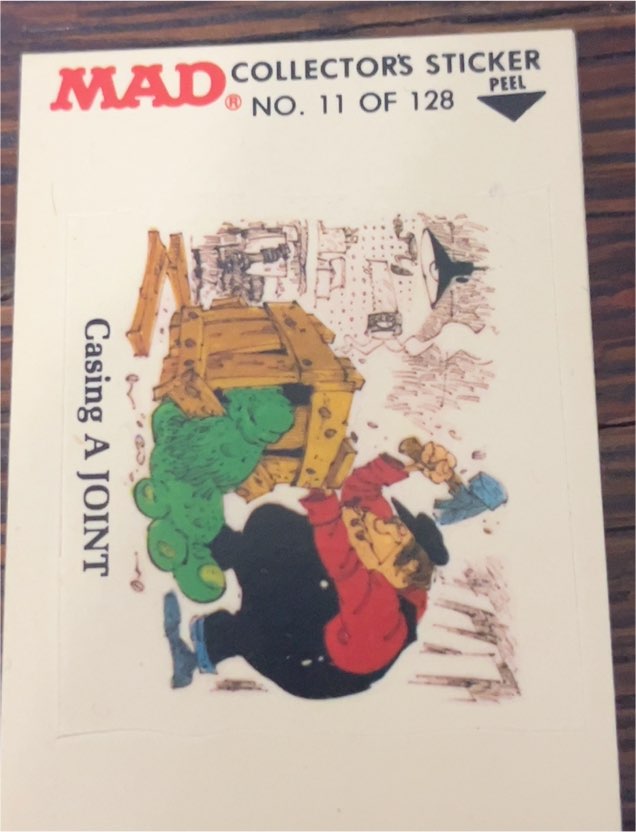 1983 Fleer Mad Magazine Collectors Sticker #11 Casing A Joint — front
