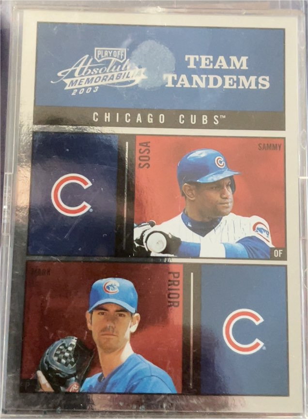 2003 Playoff Absolute Memorabilia Team Tandems #TTA-1 Sammy Sosa / Prior — front