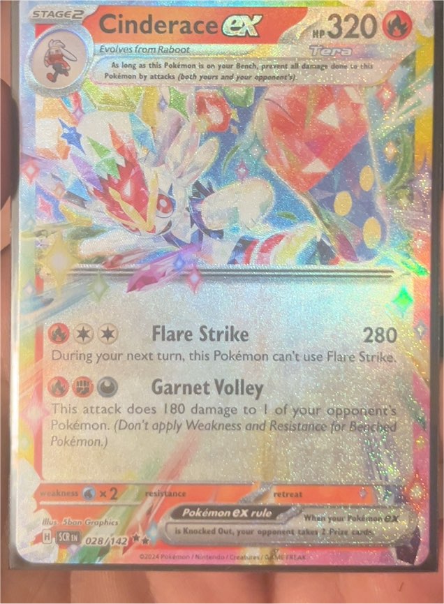 2024 Pokémon TCG Stellar Crown #028/142 Cinderace ex — front