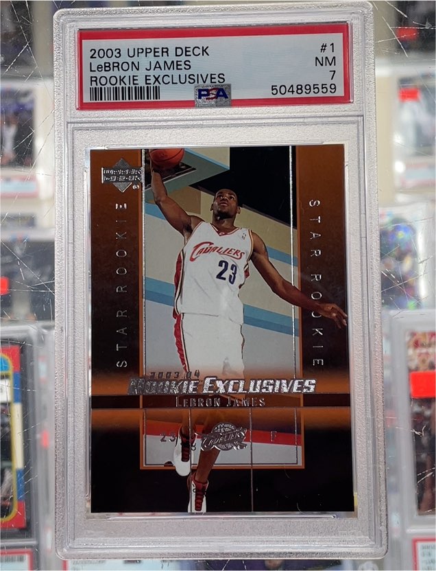 2003 Upper Deck Rookie Exclusives #1 LeBron James — front