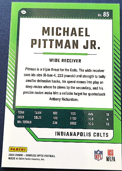 2024 Panini Donruss #85 Michael Pittman Jr. — front
