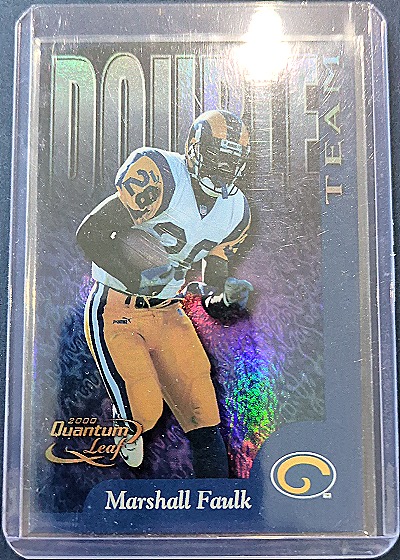 2000 Quantum Leaf Double Team #DT-26 Marshall Faulk / Kurt Warner — front