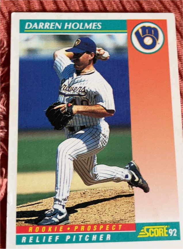 1992 Score #753B Darren Holmes Rookie Milwaukee Brewers — front