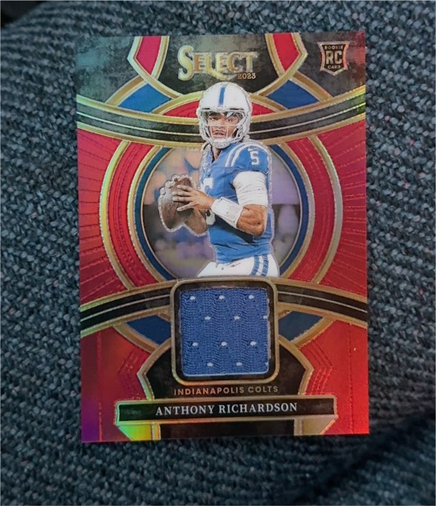 2023 Panini Select Rookie Swatches Red Prizm #RSW-ARI Anthony Richardson — front