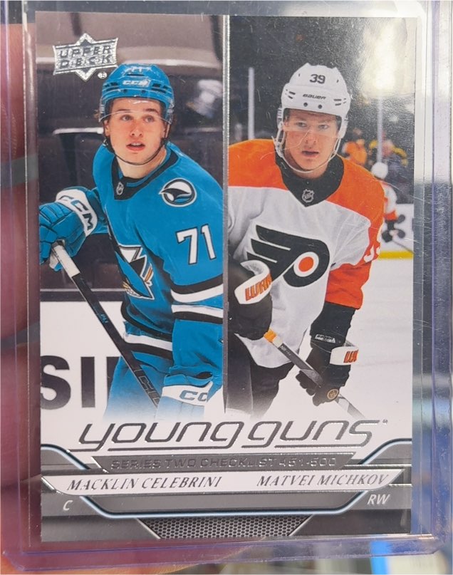 2024-25 Upper Deck Series 2 #500 Macklin Celebrini/Matvei Michkov Young Guns Checklist — front
