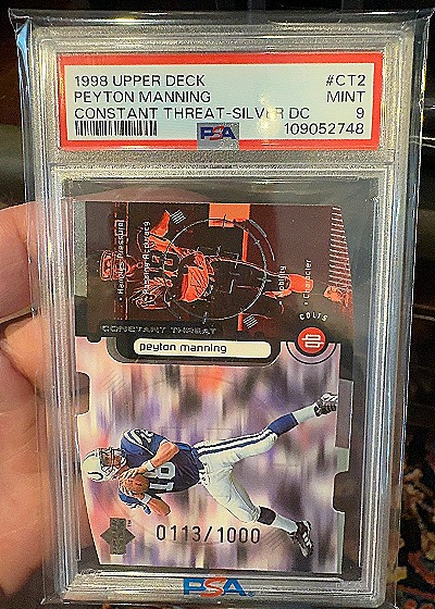 1998 Upper Deck #CT2 Peyton Manning Constant Threat Silver Die Cut — front