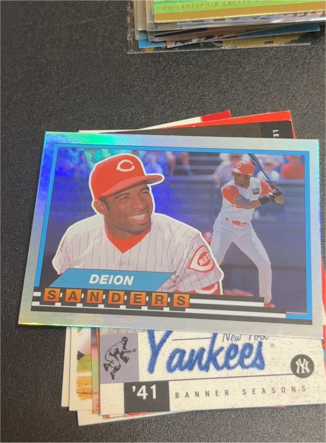 2021 Topps Archives 1989 Big Foil Insert SP Refractor #89BF-7 Deion Sanders — front