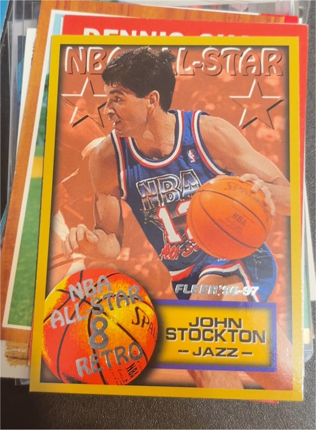 1996-97 Fleer #285 John Stockton — front