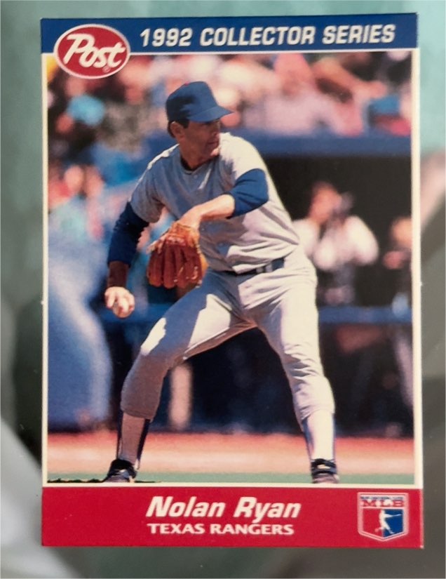 1992 Post Cereal #27 Nolan Ryan — front