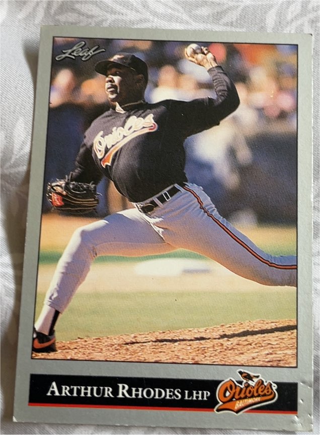 1992 Leaf #394 Arthur Rhodes — front