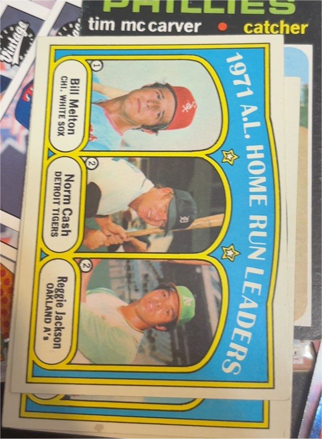 1972 Topps #90 1971 A.L. Home Run Leaders Bill Melton/Norm Cash/Reggie Jackson — front