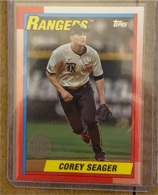 2025 Topps Series 1 1990 Topps Insert #T90-4 Corey Seager Texas Rangers — front